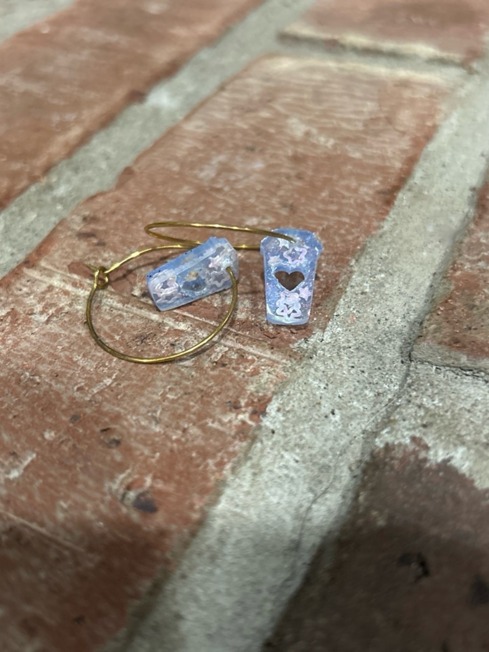 Lilac Heart Resin Hoop Drop Earrings - Women Jewelry